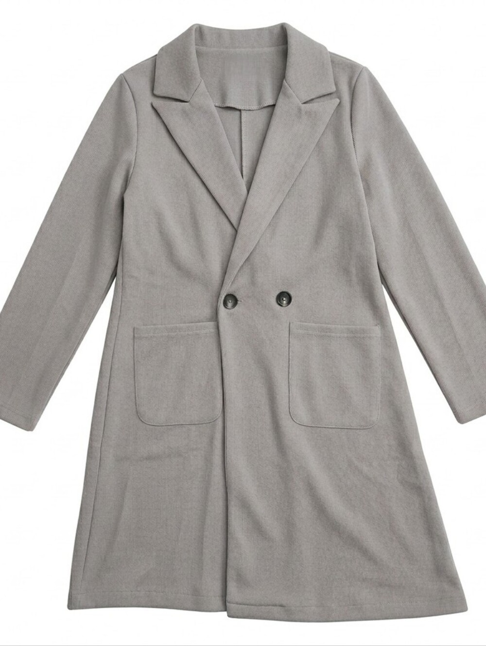 Size Large Chic Women's Lightweight Gray Knit Fabric Trench Coat, New in Bag